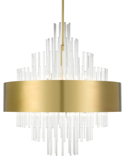 Livex Lighting 48877 Orenburg 14 Light 35"W Crystal Waterfall - Natural BrassBy Livex Lighting Inc.