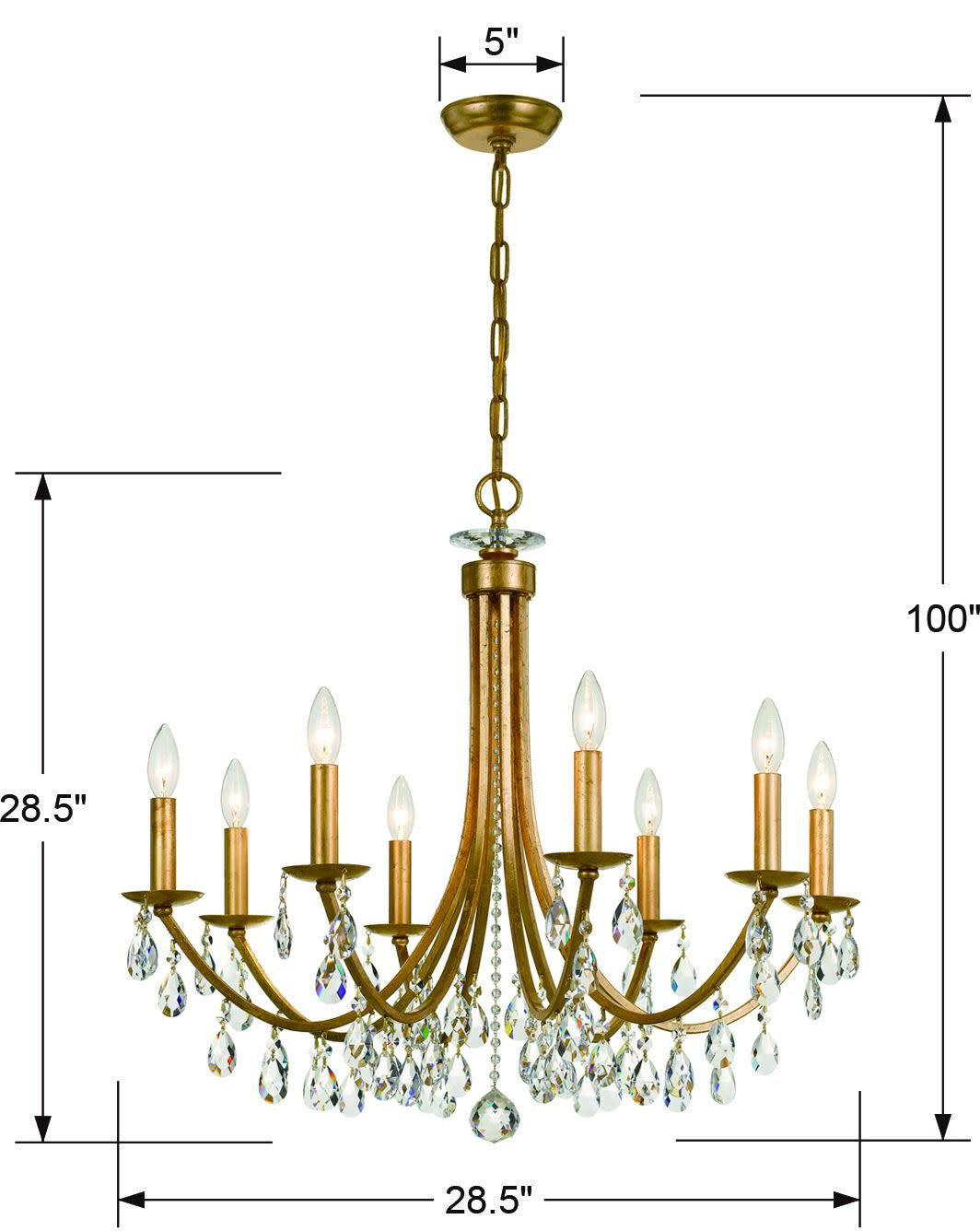Crystorama Lighting Group 8828-CL-S Bridgehampton 8 Light 28"W - Antique GoldBy Crystorama Lighting