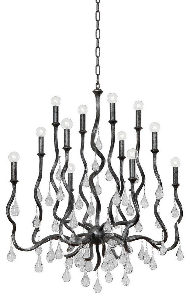 12 Light Chandelier-38 Inches Tall and 33.25 Inches Wide-Blackened Silver LeafBy Bailey Street Home