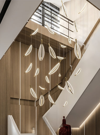 Cagnes-sur-Mer | Crystal Gold Leaves Pendant Chandelier, 6 LeavesBy Miron Demid LLC