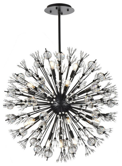 Elegant Lighting 2500D32BK Vera 32 inch crystal starburst round pendant in blackBy Elegant Furniture & Lighting