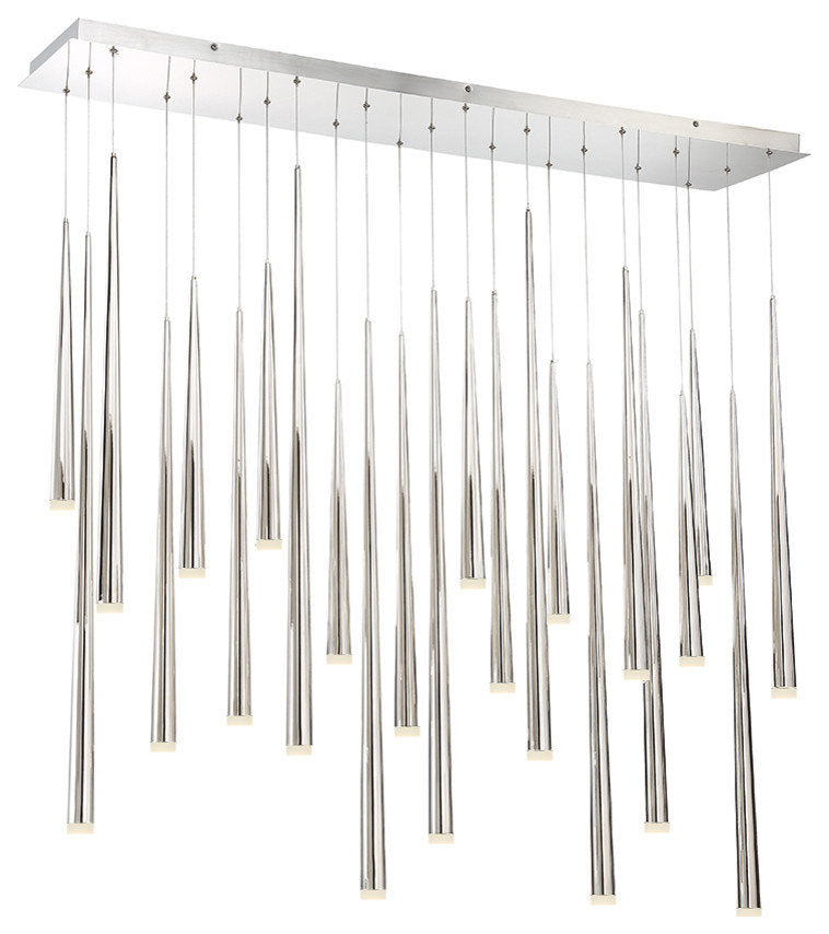 Cascade LED 23-Light Etched Glass Linear Chandelier 3500K, Polished NickelBy Modern Forms