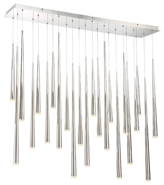 Cascade LED 23-Light Etched Glass Linear Chandelier 3500K, Polished NickelBy Modern Forms