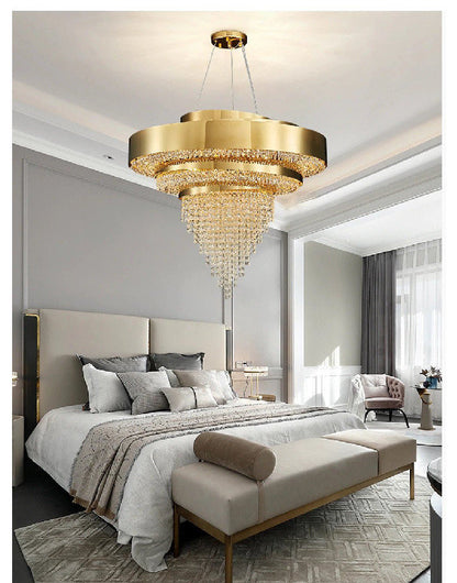 Castelbianco | Unique Gold LED Chandelier With Crystals, 31.5''By Miron Demid LLC