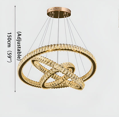 Hinwil | Ring Design Gold/Chrome Crystal Chandelier for Living Room, 39.4*31.5*23.6*15.8"By Miron Demid LLC