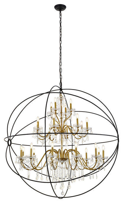 Elegant Lighting LD8801D60 Cordelia 24 Light 59"W Taper Candle - BlackBy Elegant Furniture & Lighting