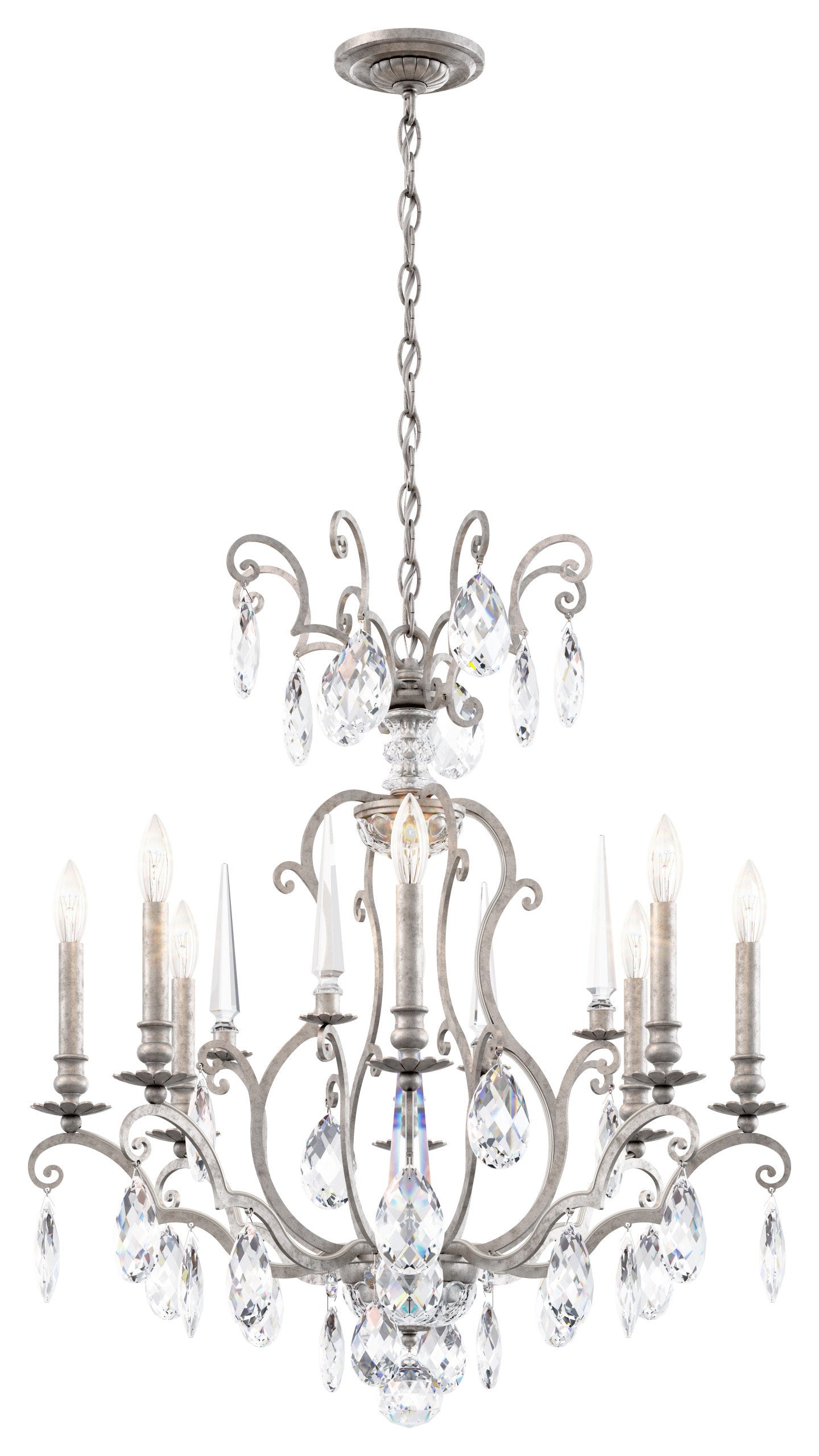 Schonbek Rn3871N-48H 8 Light Crystal Chandelier, Antique SilverBy Schonbek