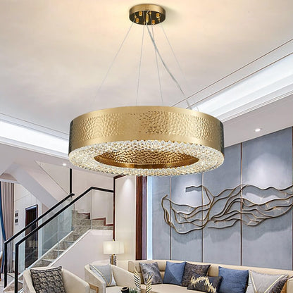 Premium Gold Plated Crystal Ring Chandelier, Diameter 40"By MORSALE
