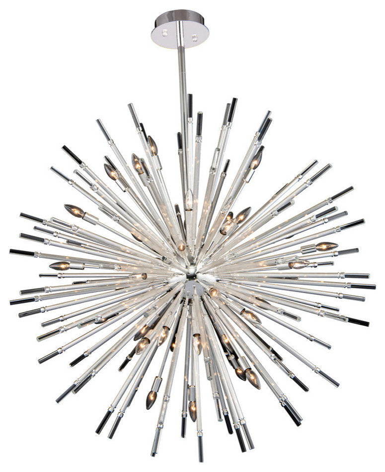Sprazzo 48x55" 36-Light Contemporary Large Pendants, SilverBy Allegri Crystal by Kalco Lighting
