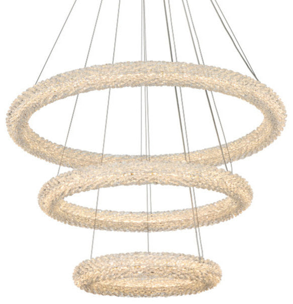 Elegant Lighting 3800G3L Bowen 32"W LED Crystal Ring Chandelier - - Satin GoldBy Elegant Furniture & Lighting