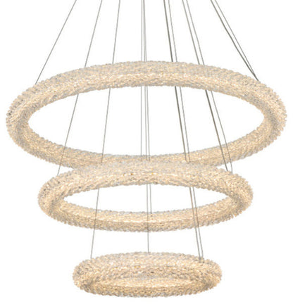 Elegant Lighting 3800G3L Bowen 32"W LED Crystal Ring Chandelier - - Satin GoldBy Elegant Furniture & Lighting