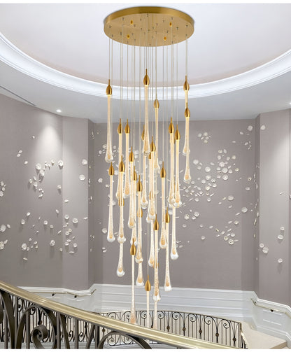 Castagniers | Staircase Gold Crystal Chandelier, 18 Lights (2)By Miron Demid LLC