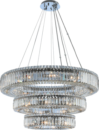Rondelle 3 Tier Pendant, Chrome, 27By KALCO LIGHTING
