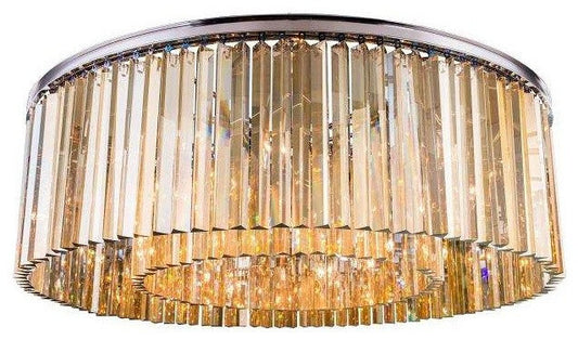 Elegant 1208F43PN-GT/RC Sydney 10 Light Polished Nickel Flush Mount Golden TeakBy Elegant Furniture & Lighting