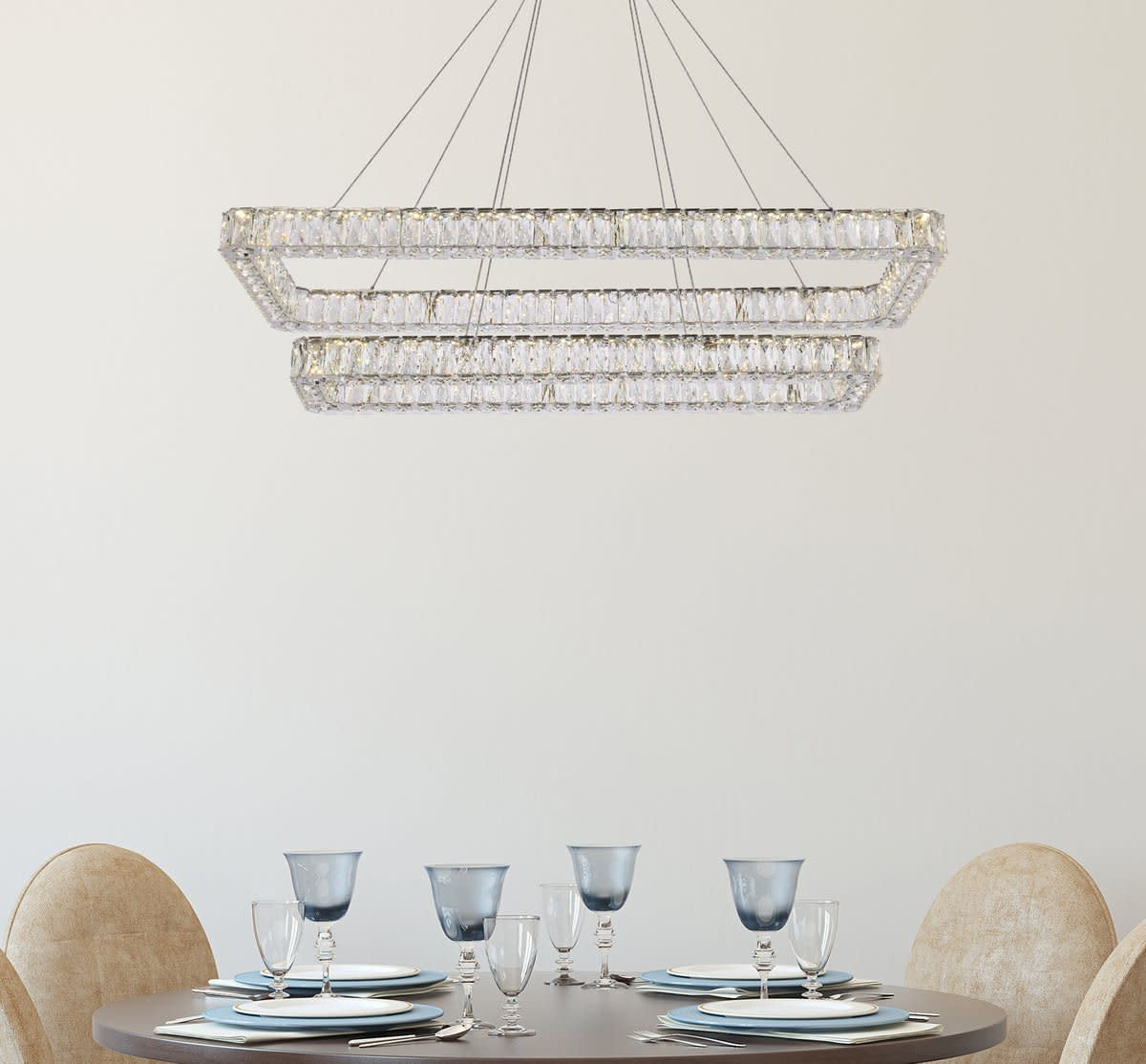 Elegant Lighting 3504G50L2 Monroe 50"W LED Crystal Linear - GoldBy Elegant Furniture & Lighting