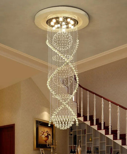 Saint-Etienne-de-Tinee | Modern Double Spiral Superdense K9 Crystal Chandelier, Dia39.4xh137.8" / Dia100xh350cm, Warm LightBy Miron Demid LLC