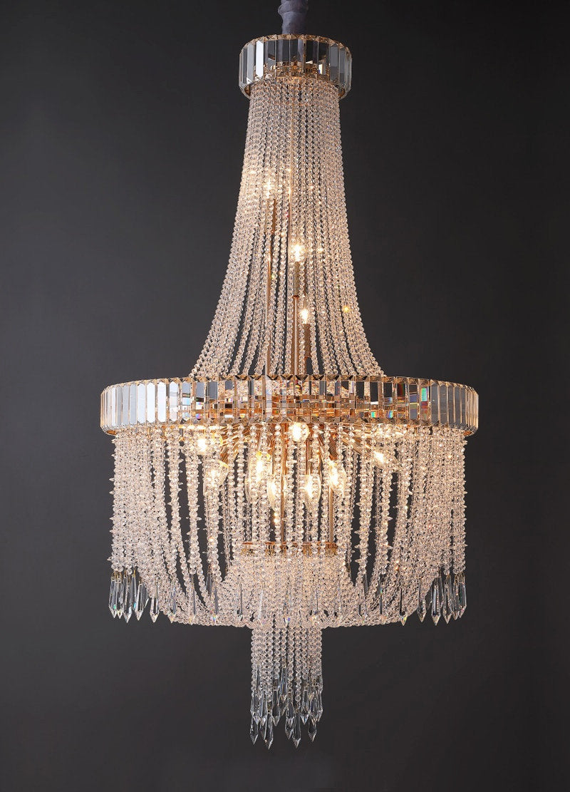 Modern loft crystal chandelier for living room, staircase, foyer., 33.5''By Miron Demid LLC