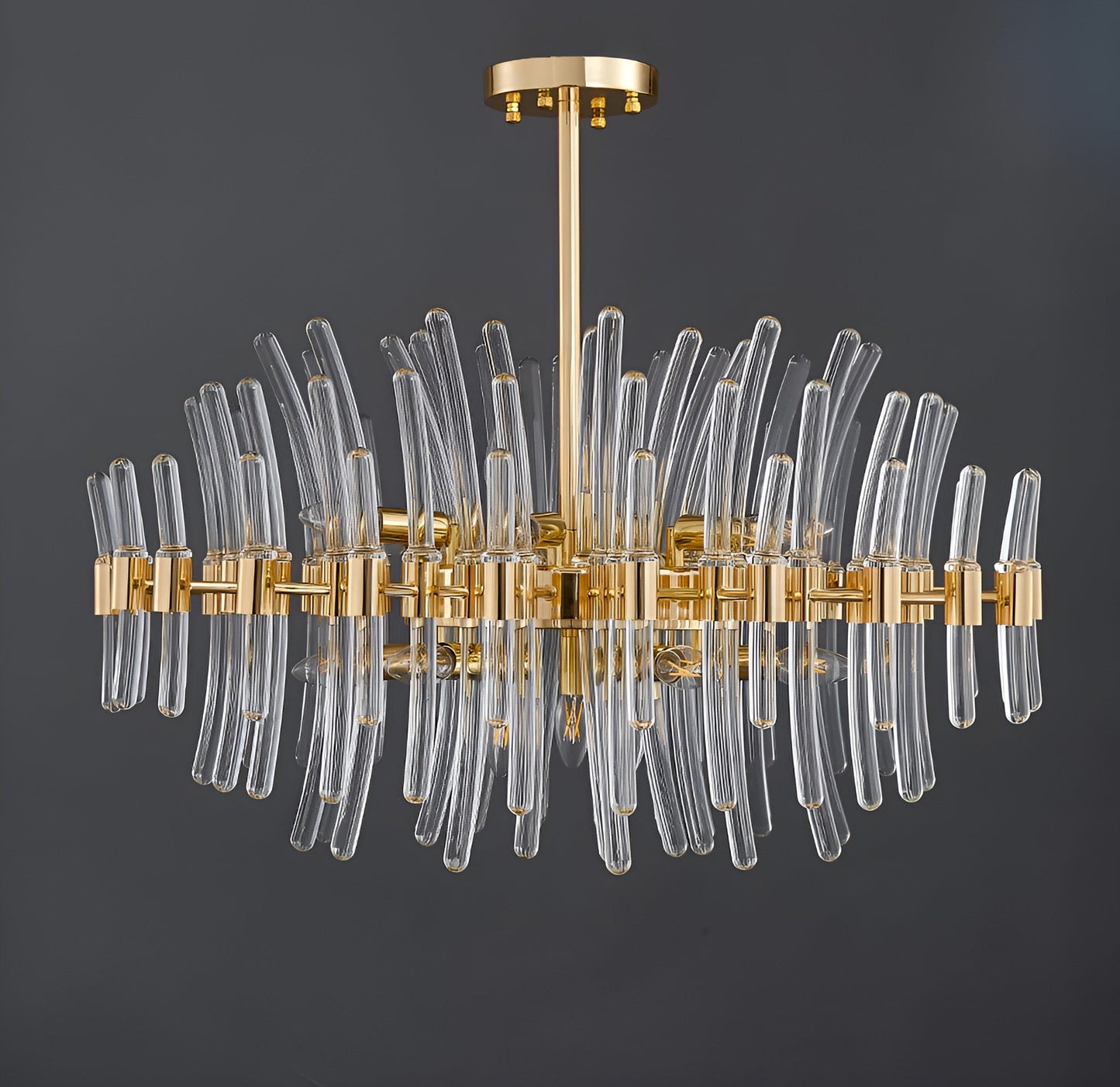 Zuccarello | Abstract Design Gold Glass Hanging Chandelier, 39.4'', 1 StyleBy Miron Demid LLC