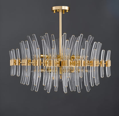 Zuccarello | Abstract Design Gold Glass Hanging Chandelier, 39.4'', 1 StyleBy Miron Demid LLC