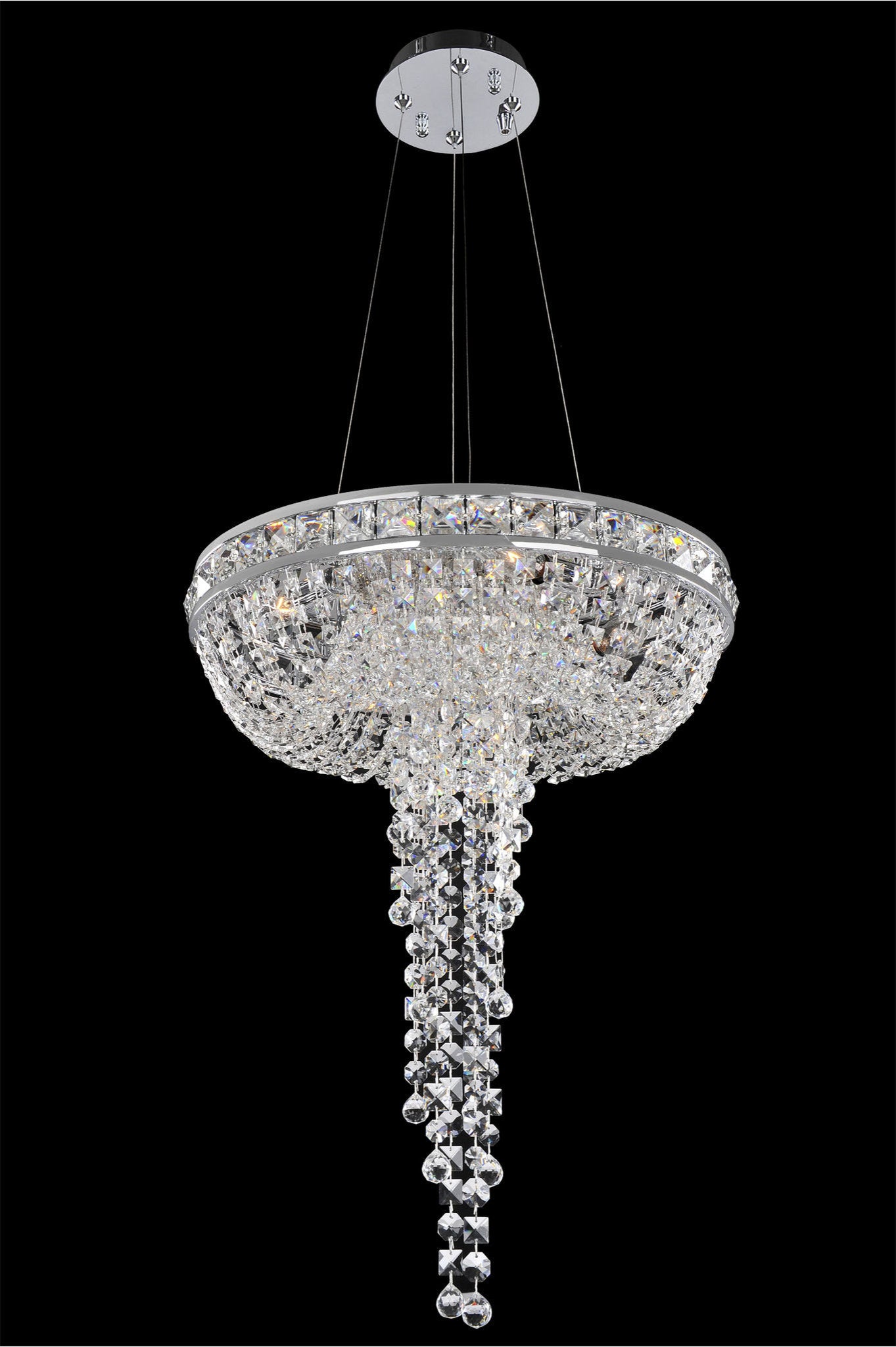 Cascata Convertible Pendant, Flush Mount, Chrome, 32"By KALCO LIGHTING