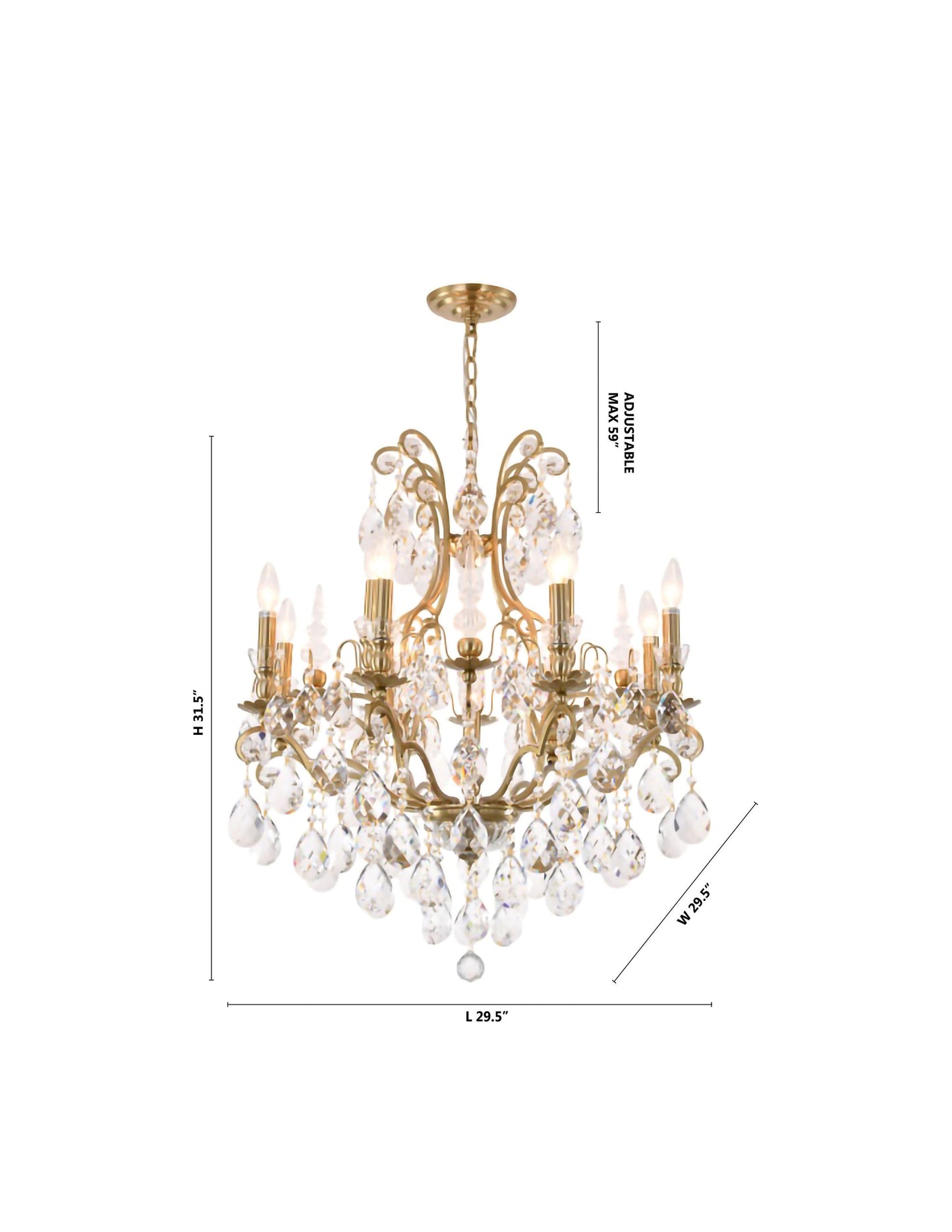 Antique Brass Crystal ChandelierBy Design Living