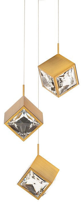 dweLED Ice Cube 21-Light Round Multi LED Pendant 27-30-35-40K, BrassBy WAC Lighting