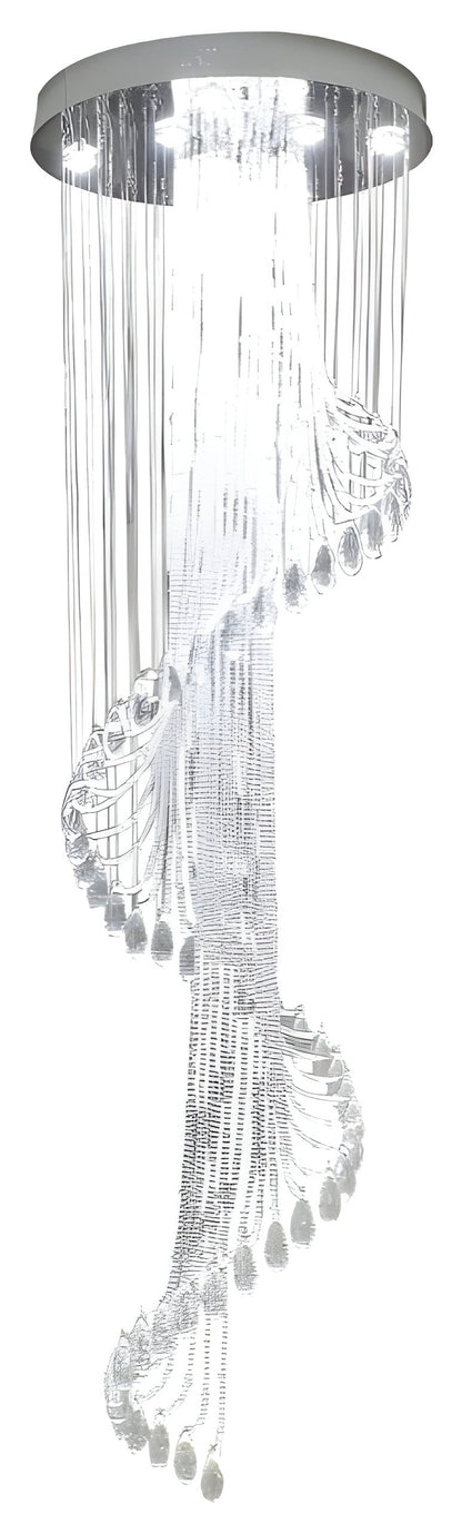 Mougins | Сhic Spiral Crystal Ceiling Led Chandelier, 23.6"By Miron Demid LLC