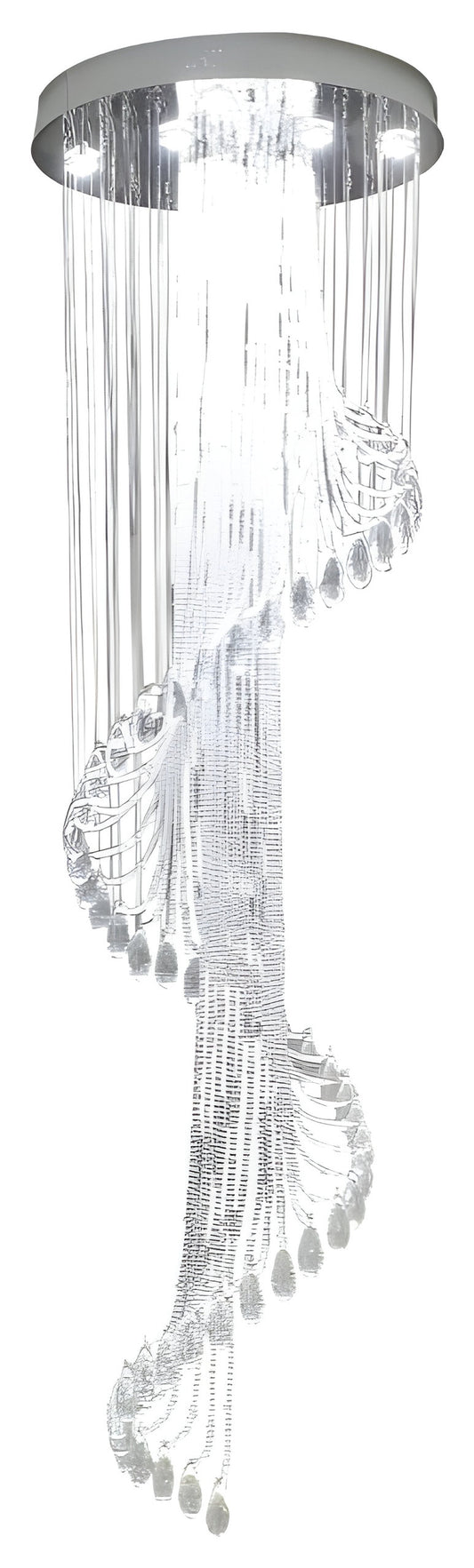 Mougins | Сhic Spiral Crystal Ceiling Led Chandelier, 23.6"By Miron Demid LLC