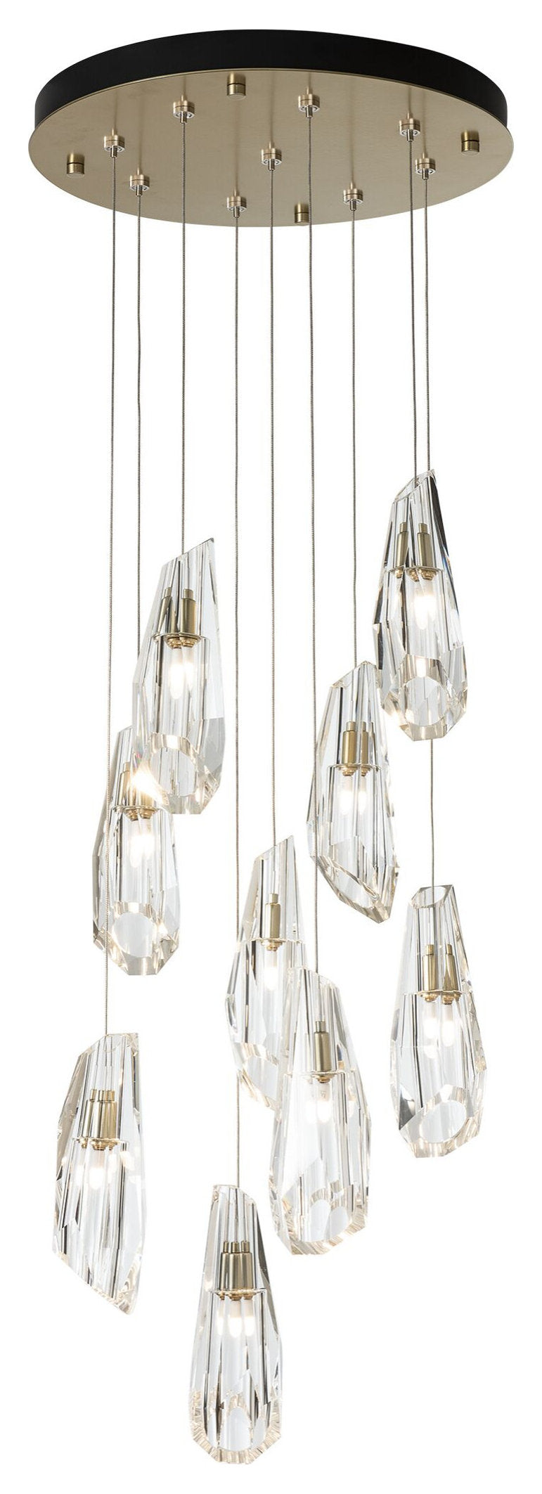 131101-1017 Luma 9-Light Large Crystal Round Pendant in Modern BrassBy Hubbardton Forge