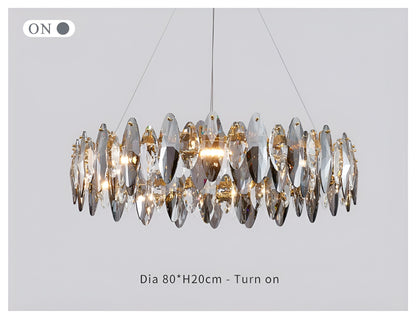 Ampezzo | Round Gray Chandelier With Big Crystals, 31.5''By Miron Demid LLC