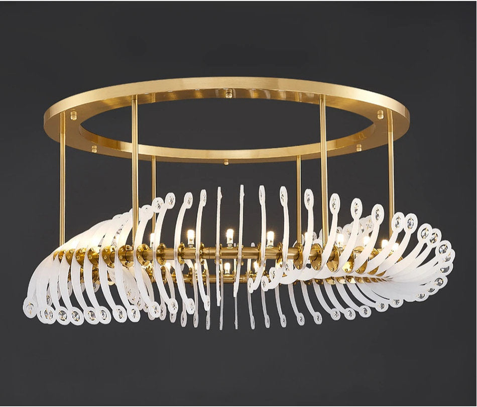 Gold/white crystal ceiling chandelier for living room bedroom dining room 39.4"By Miron Demid LLC