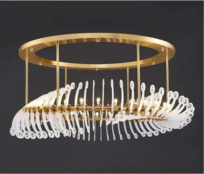 Gold/white crystal ceiling chandelier for living room bedroom dining room 39.4"By Miron Demid LLC