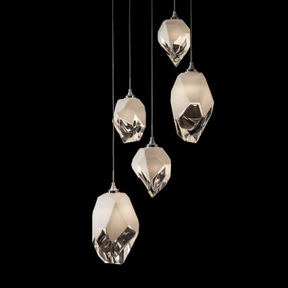 Chrysalis 5-Light Mixed Crystal Pendant White Finish- Long, White CrystalBy Hubbardton Forge
