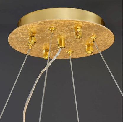 Zeme | Creative Luxury Round Gold Colored Crystal Chandelier, Dia31.5"By Miron Demid LLC