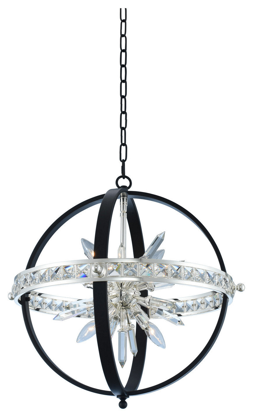 Allegri 033650050FR001 Six Light Pendant Angelo Matte Black w/ PolishBy Allegri Crystal by Kalco Lighting