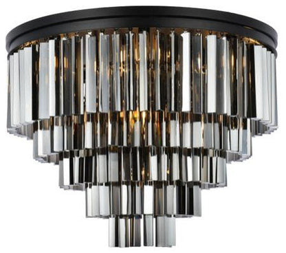 Sydney 17 Light Matte Black Flush Mount Silver Shade (Grey) Royal Cut CrystalBy Urban Classic