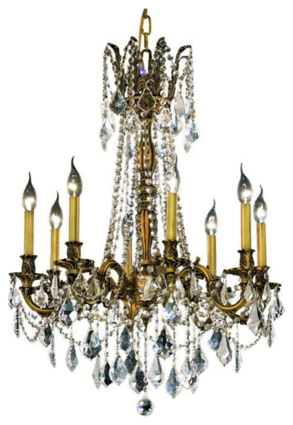 Elegant Lighting 9208D24/RC Rosalia 8 Light 24"W Crystal - French GoldBy Elegant Furniture & Lighting