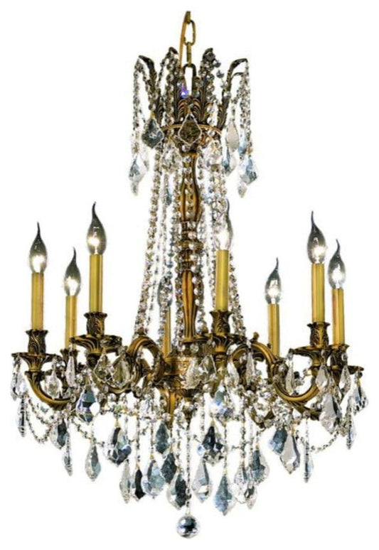 Elegant Lighting 9208D24/RC Rosalia 8 Light 24"W Crystal - French GoldBy Elegant Furniture & Lighting