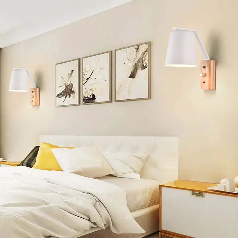 Solid Wood & Glass Wall Lamp �C Bedroom Bedside or Bar Aisle Light