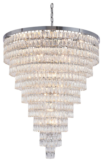 36" 30-Light Chrome Iron 8-Tier Chandelier With Clear CrystalsBy Design Living