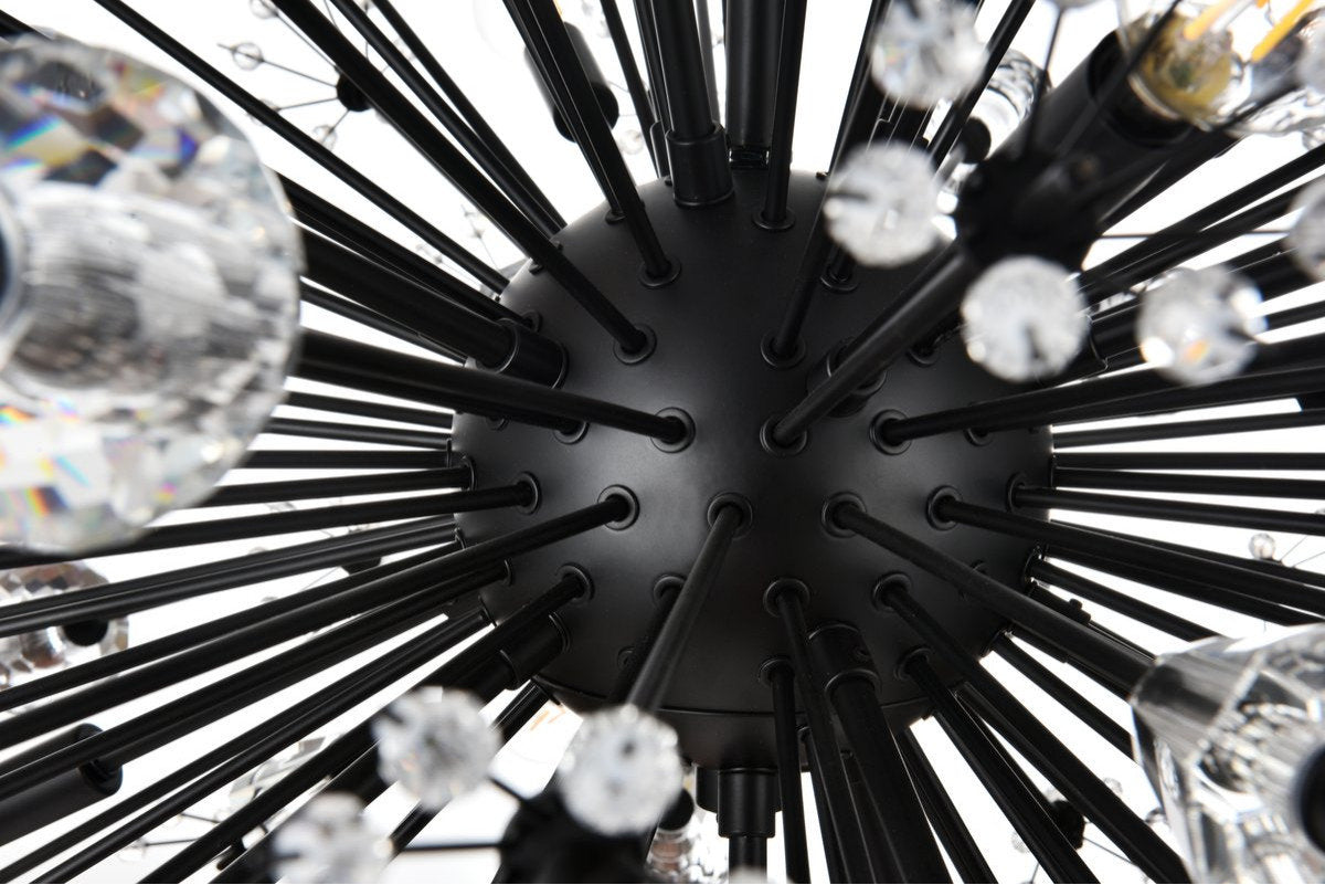 Elegant Lighting 2500D32BK Vera 32 inch crystal starburst round pendant in blackBy Elegant Furniture & Lighting