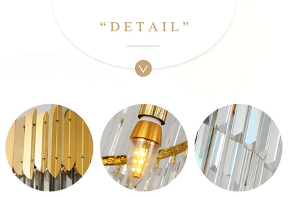 Trinite | Exclusive Long Gold Modern Crystal Chandelier, 39.4By Miron Demid LLC