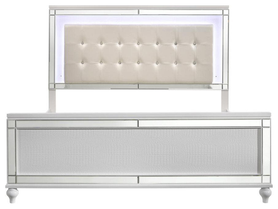 Furniture Valentine 5-Piece Solid Wood Queen Bedroom Set in WhiteBy New Classic Furniture