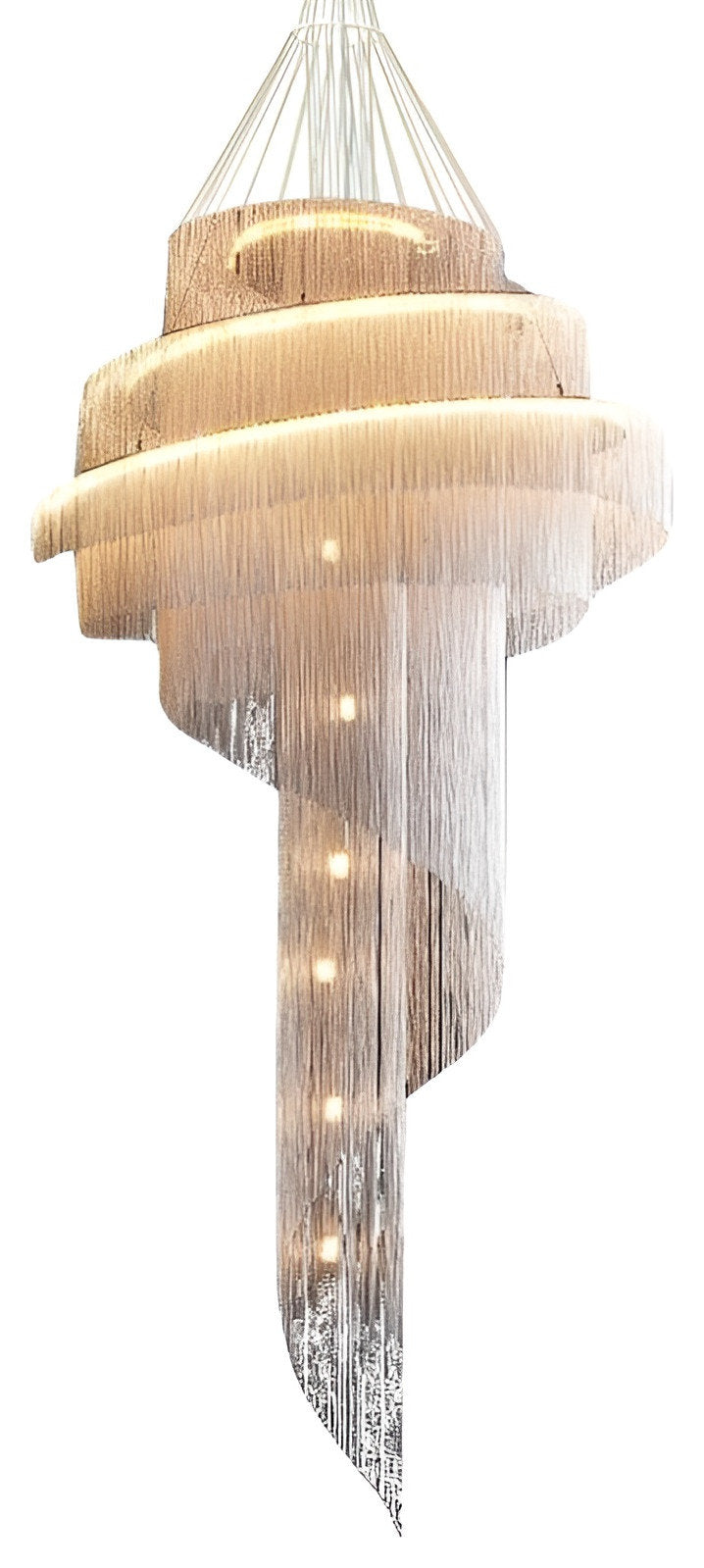 Toudon | Outstanding Silver/Gold Long Chain Chandelier , Gold, Dia23.6By Miron Demid LLC