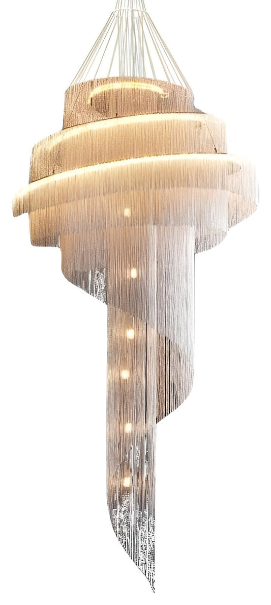Toudon | Outstanding Silver/Gold Long Chain Chandelier , Gold, Dia23.6By Miron Demid LLC