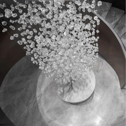 Le Port | Floating Luxury Crystal Chandelier With Decorative Stones, Clear, Dia31.4xh98.4", Warm LightBy Miron Demid LLC