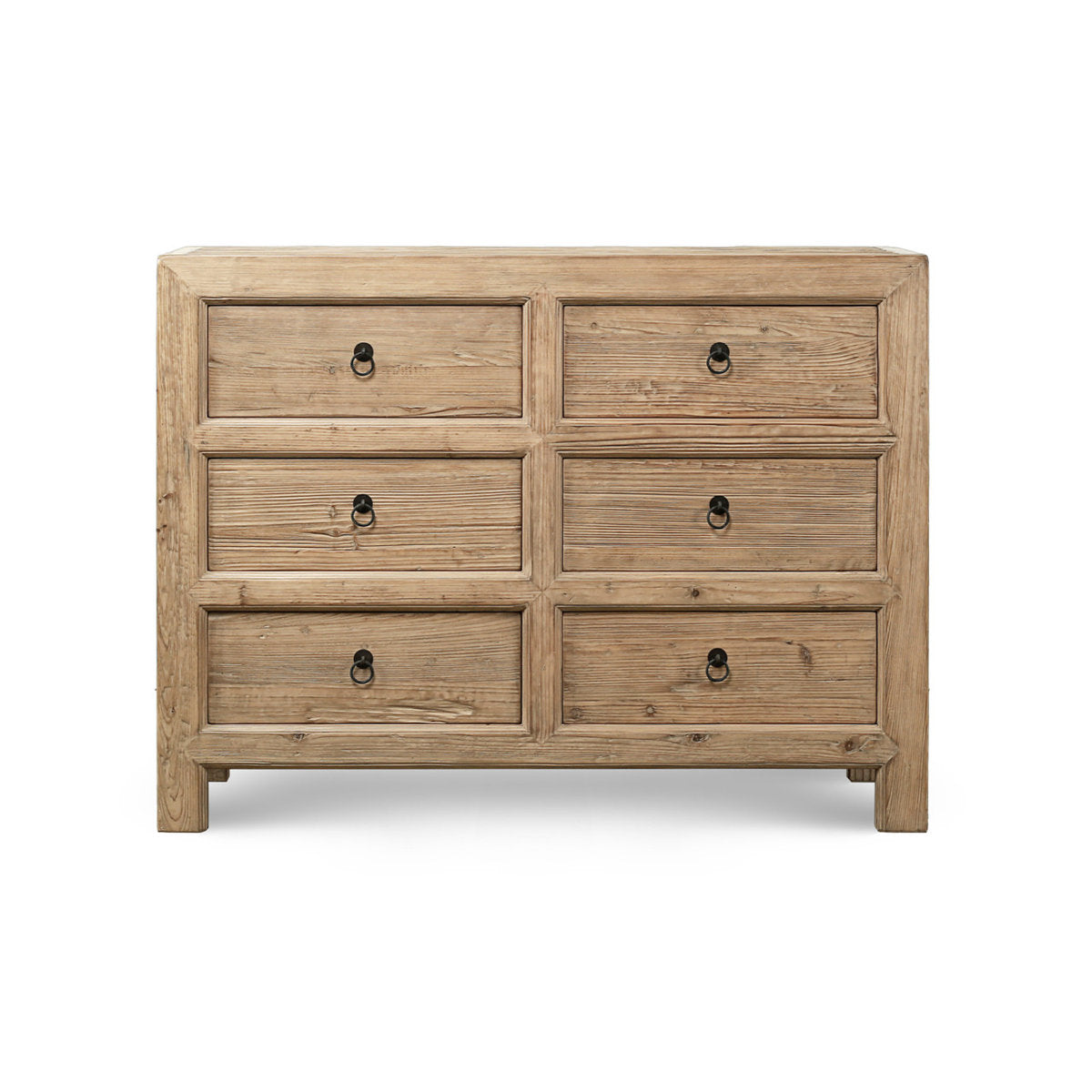 6-Drawer Chest 53Wx18Dx40H Weathered Natural Solid Pine