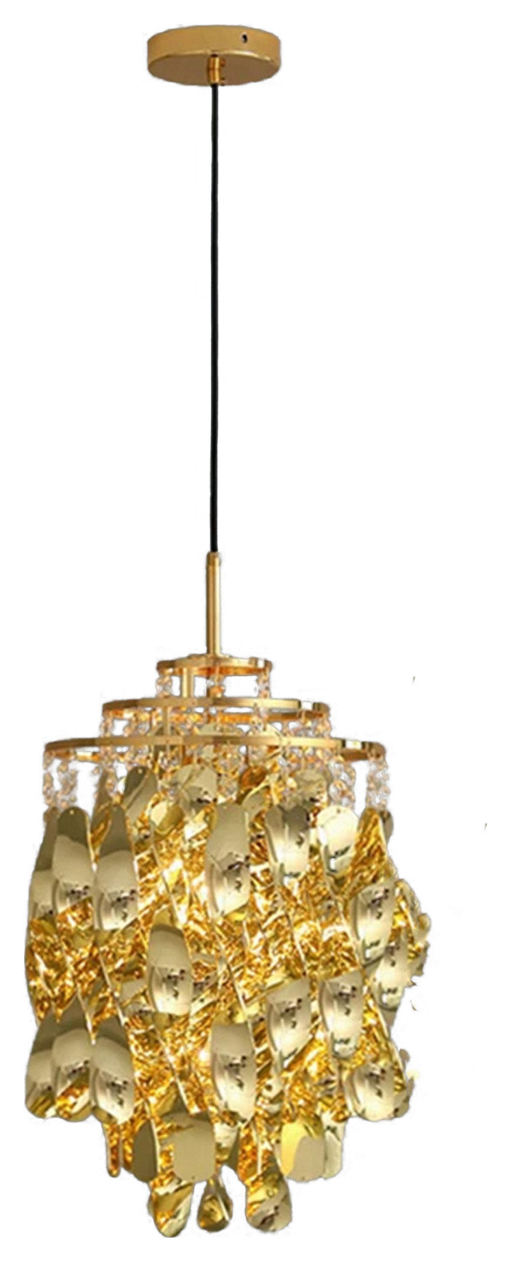 Albiano d'Ivrea Crystal Pendant Chandelier, Gold, 3 Lights, Warm LightBy Miron Demid LLC