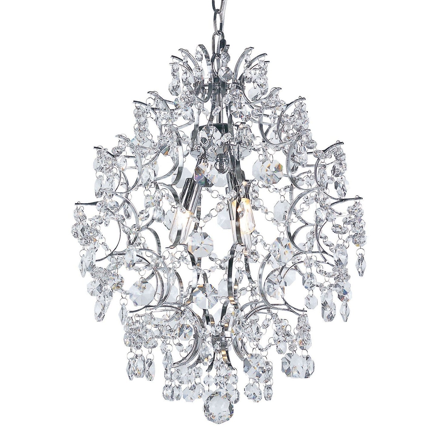 Versailles Polished Chrome 3 Light Pendant with Cut Crystal Bead Strands