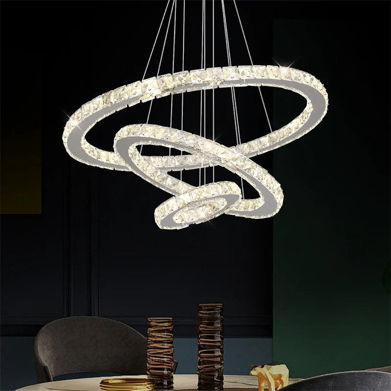 Hinwil | Ring Design Gold/Chrome Crystal Chandelier for Living Room, 39.4*31.5*23.6*15.8"By Miron Demid LLC